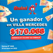 ¡Premio de Quini 6 en Villa Mercedes!